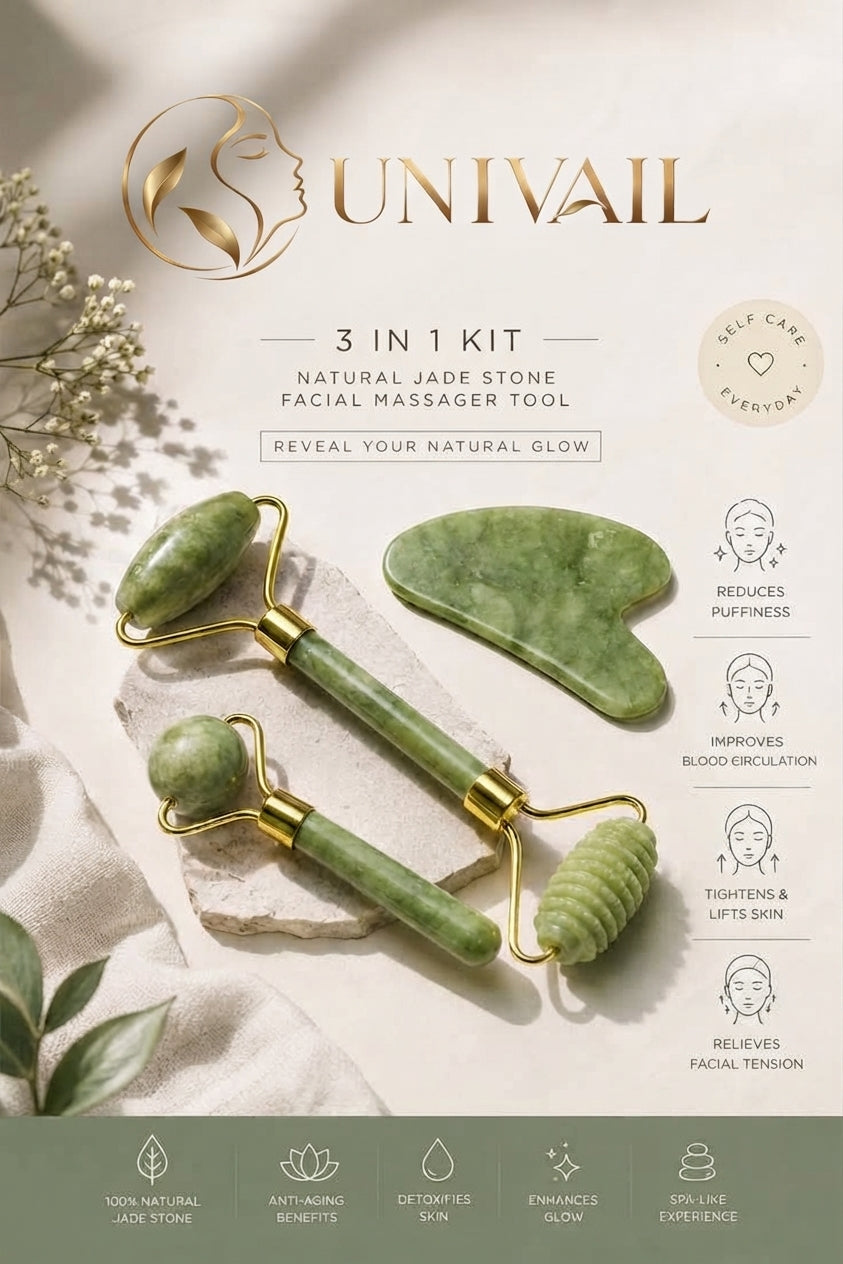 UNIVAIL™ Natural Jade Gua Sha Face Roller